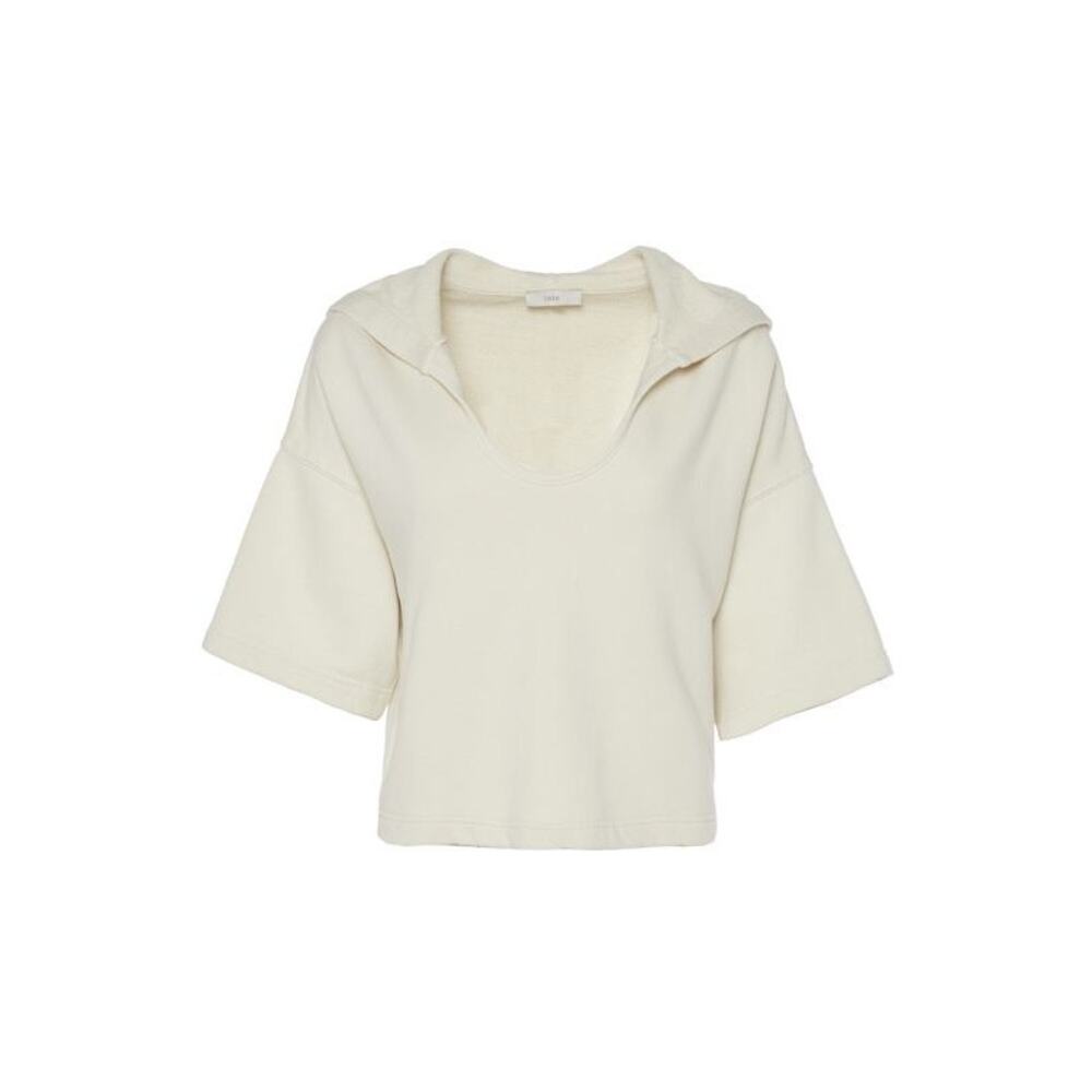 JOIE Irving Cropped Hoodie Bleached Sand White Cream Size XXS